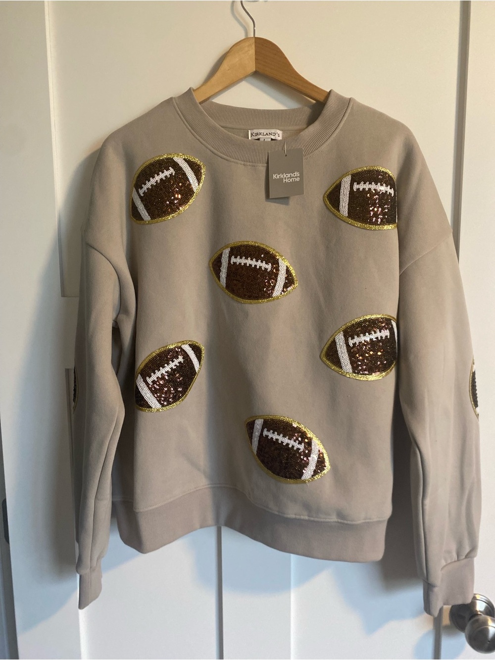 Crewneck Sweater with Sequin Footballs